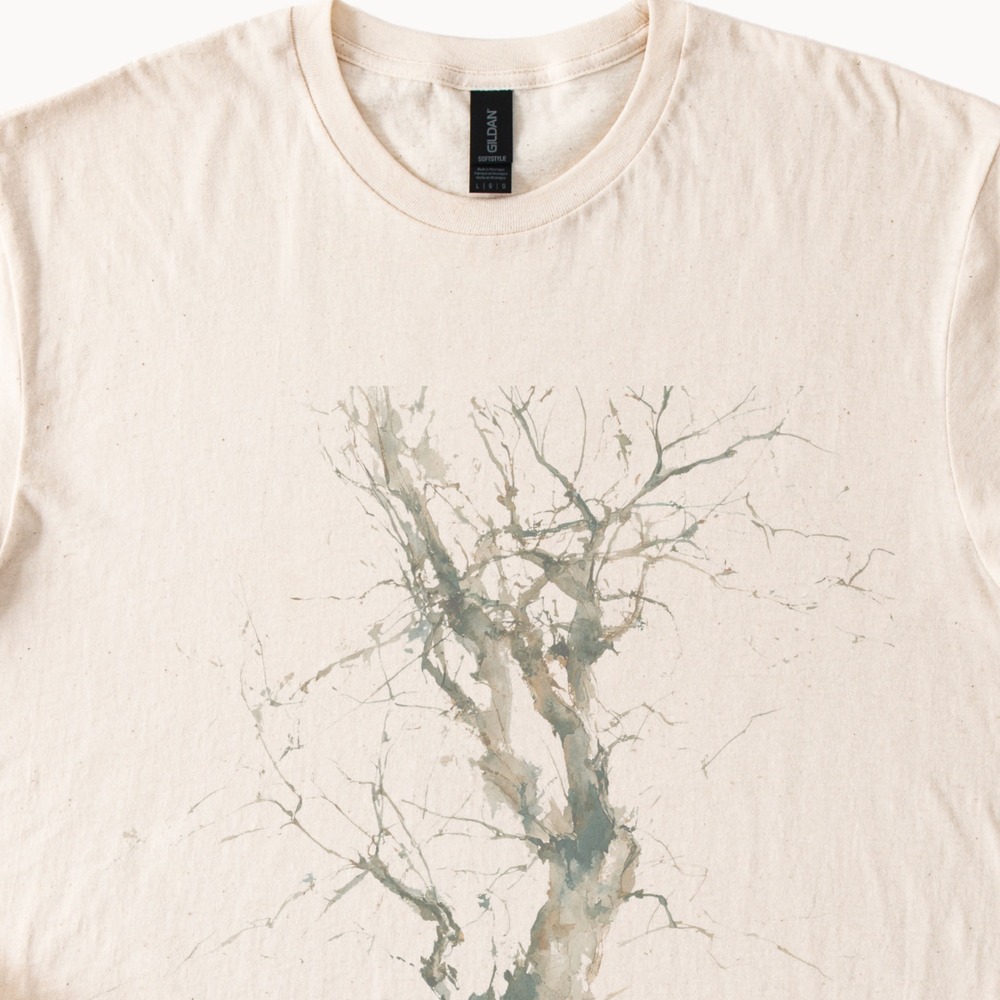 Ink Watercolor Boho Tee Bare Tree Nature Art
